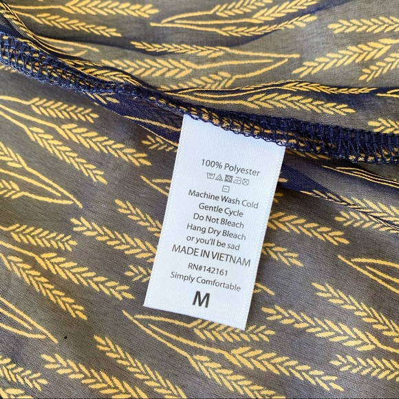 Lularoe Lindsay kimono blue gold wheat chiffon - Picture 12 of 14